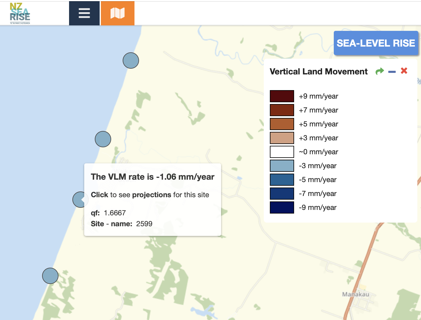 Map location near Reay Mackay Grove shows: The VLM rate is 1.06 mm/year. 