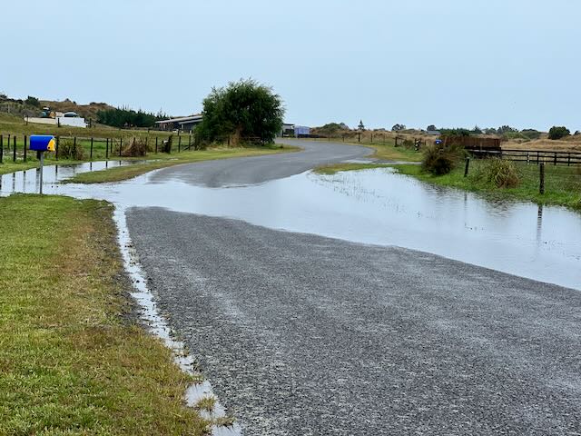 Strathnaver Drive puddle after 150 mm rain in 2 days. 