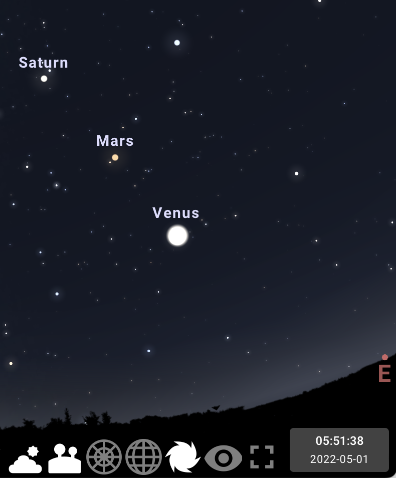 Stellarium screenshot that seems to only show Venus. 